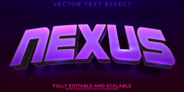 Efecto de texto Nexus juego editable y estilo de texto espacial