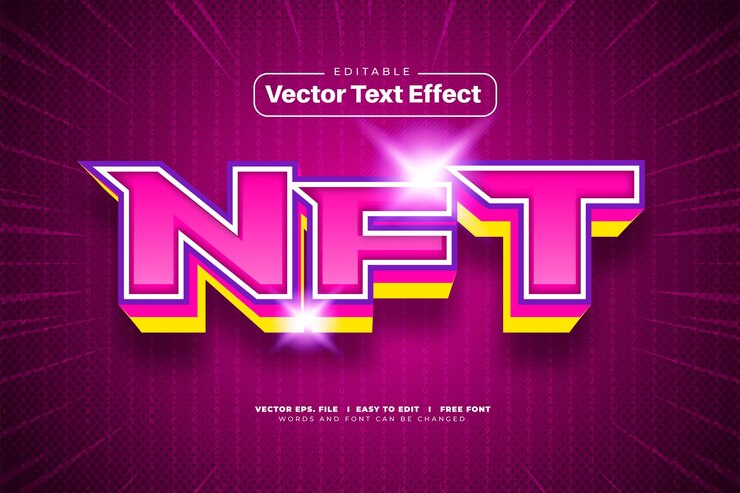 Vector gratuito efecto de texto nft en negrita 3d