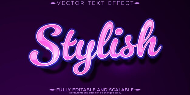 Efecto de texto de niña princesa editable estilo de texto de reina y rosa