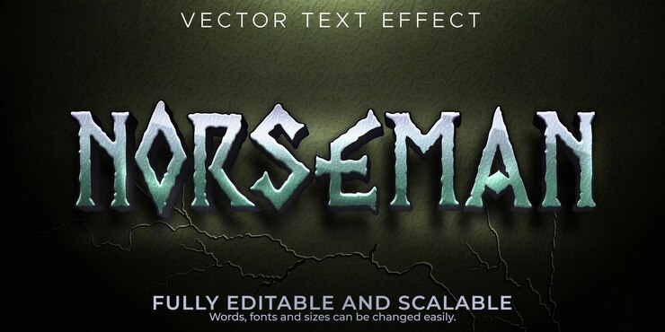 Vector gratuito efecto de texto nórdico vikingos editables y estilo de texto nórdico