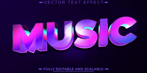 Efecto de texto de onda de sintetizador de música estilo de texto retro y neón editable