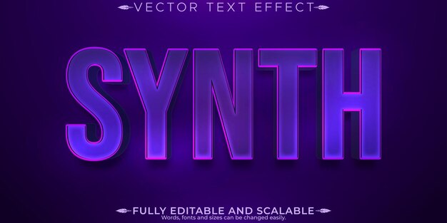 Efecto de texto de onda de sintetizador de música estilo de texto retro y neón editable