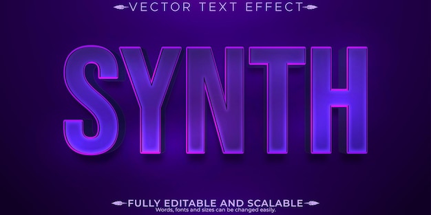 Efecto de texto de onda de sintetizador de música estilo de texto retro y neón editable