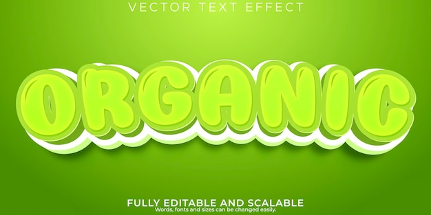 Efecto de texto orgánico estilo de texto editable de vegetales y jardines.