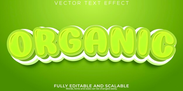 Efecto de texto orgánico estilo de texto editable de vegetales y jardines.