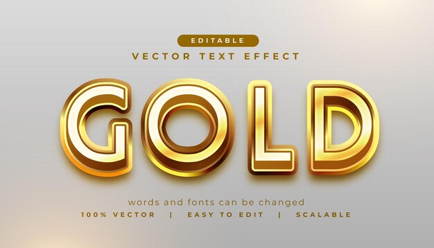 Efecto de texto de oro 3D premium en palabras en negrita editables