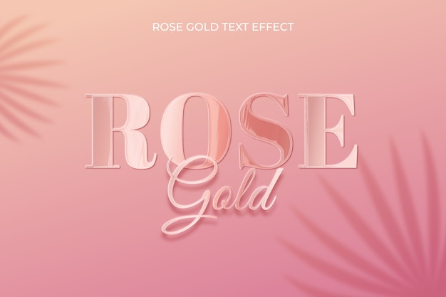 Efecto de texto de oro rosa realista