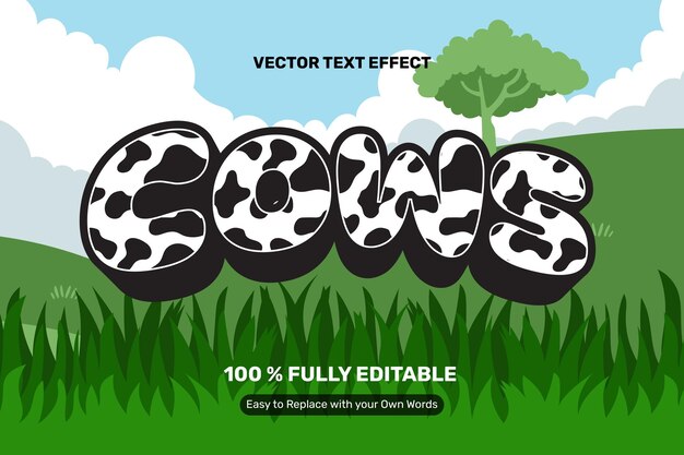 Efecto de texto de patrón de vacas