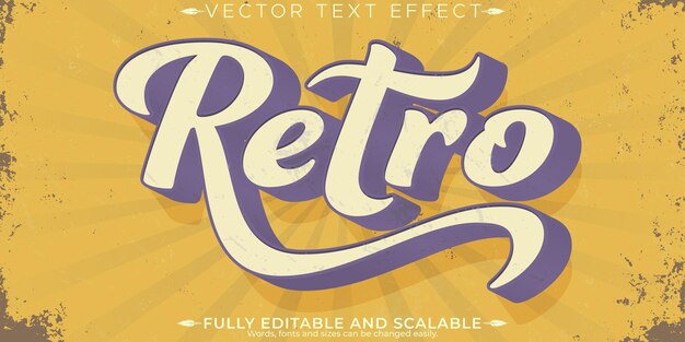 Efecto de texto de pegatina retro editable estilo de texto de los años 70 y 80