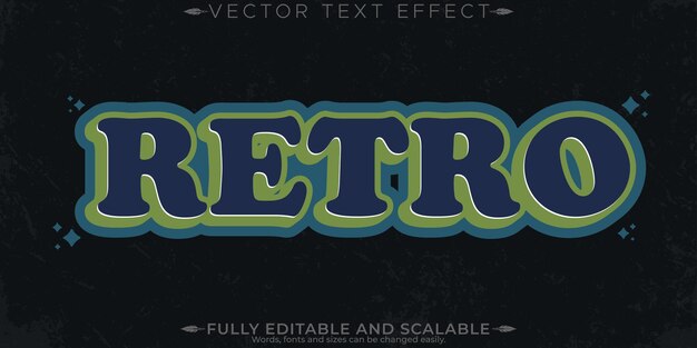 Efecto de texto de pegatina retro editable estilo de texto de los años 70 y 80