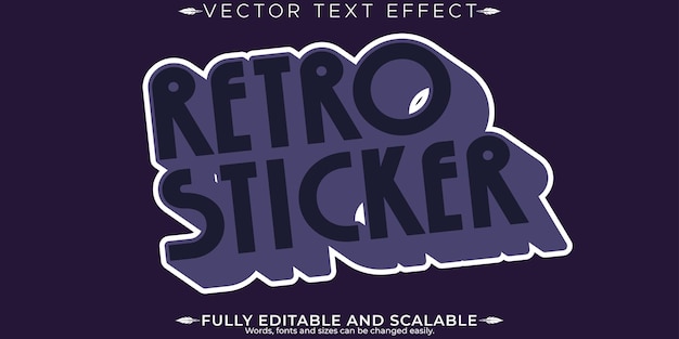 Efecto de texto de pegatina retro editable texto de los años 70 y 80 stylex9
