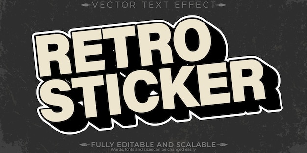 Efecto de texto de pegatina retro editable texto de los años 70 y 80 stylex9