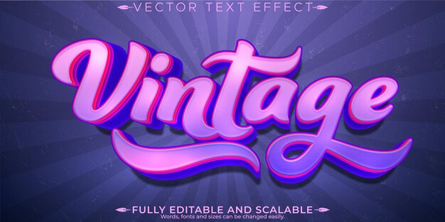 Efecto de texto de pegatina retro estilo de texto editable de los años 70 y 80