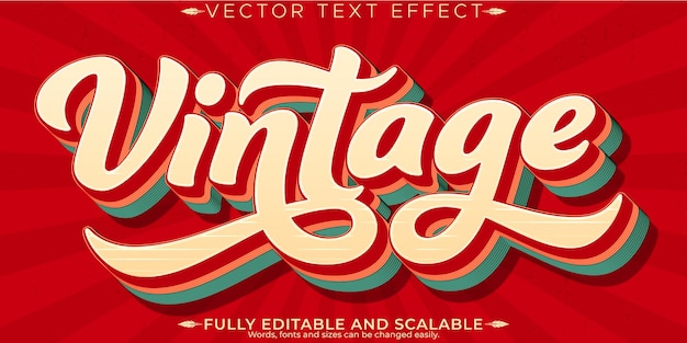 Vector gratuito efecto de texto de pegatina retro estilo de texto editable de los años 70 y 80