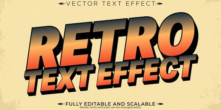 Vector gratuito efecto de texto de pegatina retro estilo de texto editable de los años 70 y 80