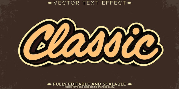 Efecto de texto de pegatina retro estilo de texto editable de los años 70 y 80