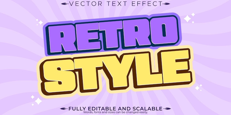 Vector gratuito efecto de texto de pegatina retro estilo de texto editable de los años 70 y 80