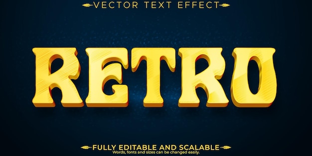 Efecto de texto de pegatina retro estilo de texto editable de los años 70 y 80
