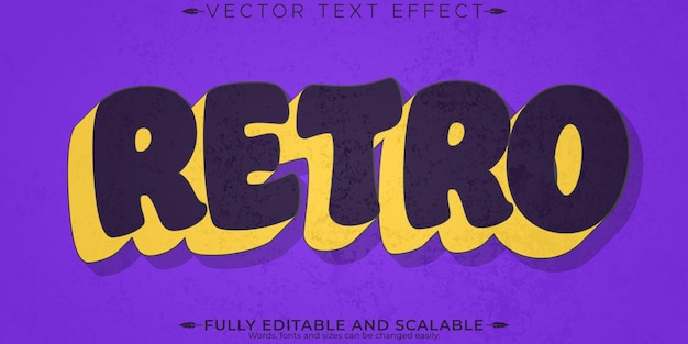 Efecto de texto de pegatina retro estilo de texto editable de los años 70 y 80