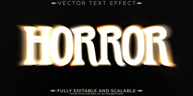 Efecto de texto de película de terror editable estilo de texto vintage y aterrador