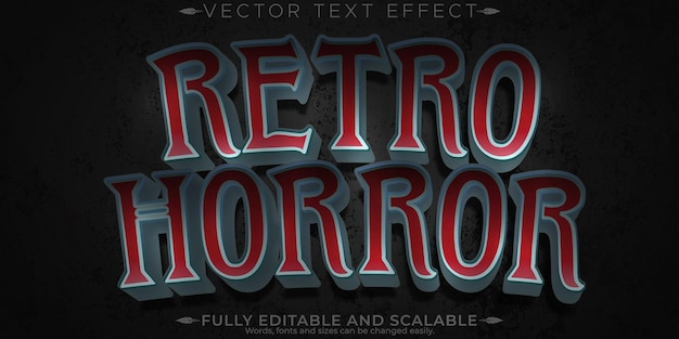 Efecto de texto de película de terror editable estilo de texto vintage y aterrador