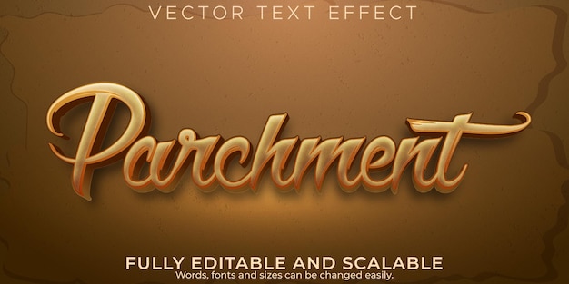 Efecto de texto de pergamino, papiro editable y estilo de texto de Egipto