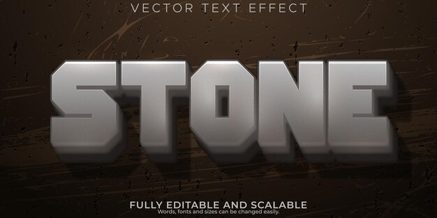 Efecto de texto de piedra agrietada roca editable y estilo de texto agrietado