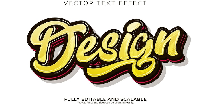 Vector gratuito efecto de texto de pincel creativo editable estilo de fuente de tipografía de letras modernas