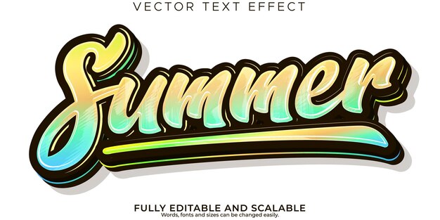 Efecto de texto de playa de verano estilo de fuente de tipografía de letras modernas editables