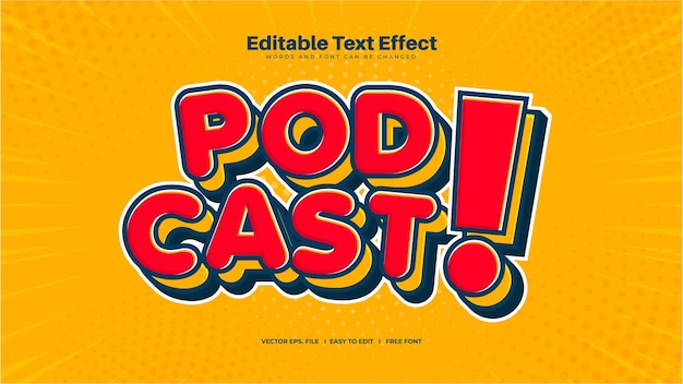 Vector gratuito efecto de texto de podcast