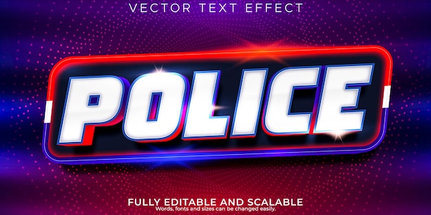 Efecto de texto policial oficial editable y estilo de texto policial