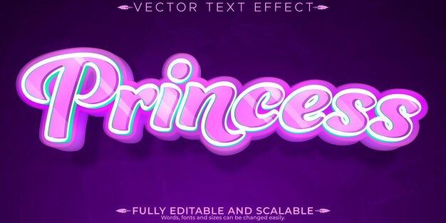 Efecto de texto de princesa editable lindo y chica estilo de fuente personalizable