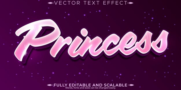 Efecto de texto de princesa royalty editable y elegante estilo de fuente personalizable
