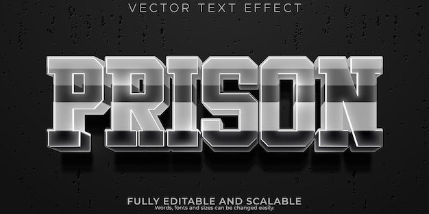 Efecto de texto de prisión crimen editable y estilo de texto de cárcel