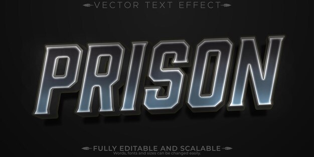 Efecto de texto de prisión estilo de texto metálico y brillante editable