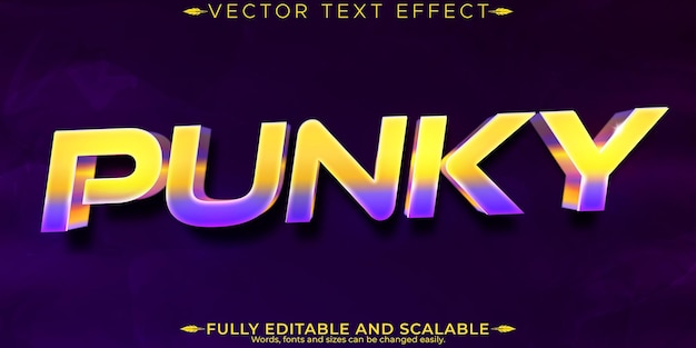 Vector gratuito efecto de texto punky juego editable y estilo de fuente personalizable de rock