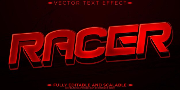 Efecto de texto Racer speedster editable y estilo de fuente personalizable rápido