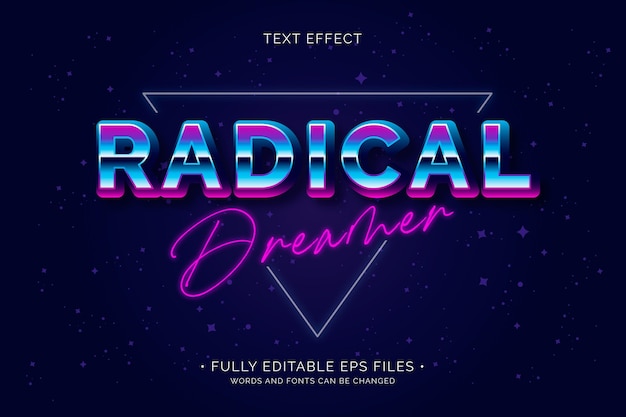 Vector gratuito efecto de texto radical soñador