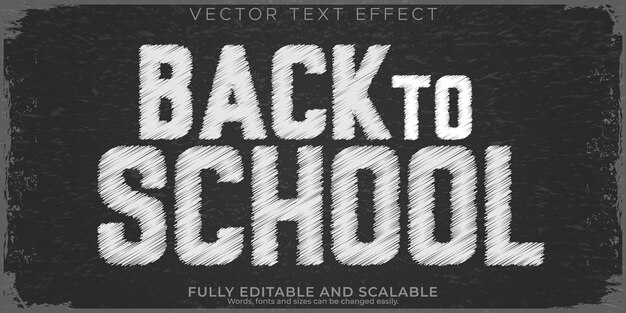 Efecto de texto de regreso a la escuela pizarra editable y estilo de texto de tiza