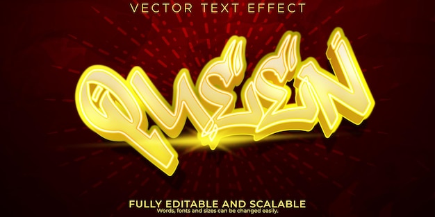 Efecto de texto de reina neón editable y estilo de texto brillantex9
