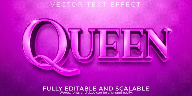 Efecto de texto reina púrpura, estilo de texto elegante y brillante editable