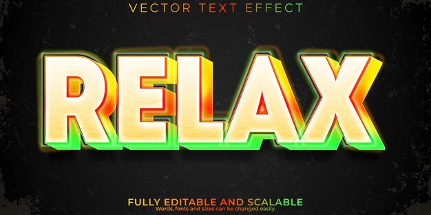 Efecto de texto relajante estilo de texto colorido y vintage editable