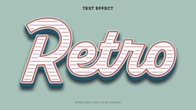 Efecto de texto retro editable, efecto de texto 3d
