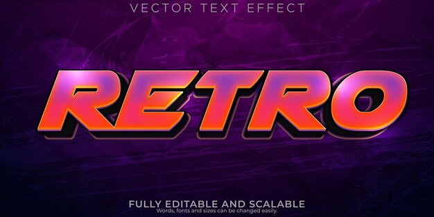 Efecto de texto retro editable futuro vintage y estilo de texto cibernético