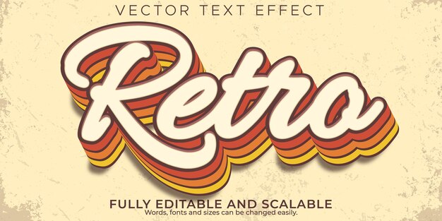 Efecto de texto retro, estilo de texto editable vintage y genial