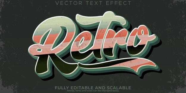 Efecto de texto retro vintage años 80 editable y estilo de texto antiguo