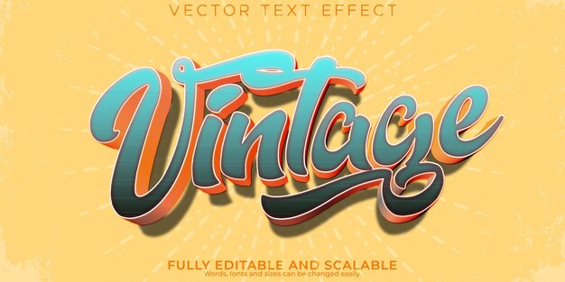 Efecto de texto retro vintage años 80 editable y estilo de texto antiguo