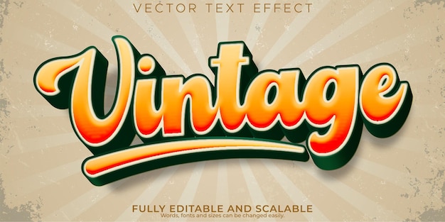 Efecto de texto retro vintage editable estilo de texto de los años 70 y 80