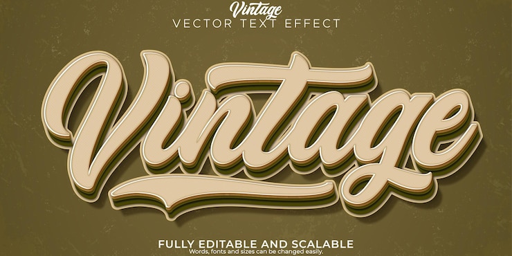 Vector gratuito efecto de texto retro vintage editable estilo de texto de los años 70 y 80