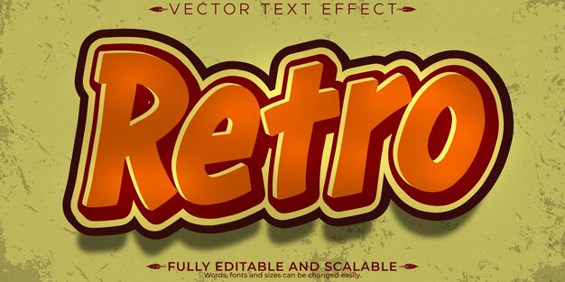 Efecto de texto retro vintage editable estilo de texto de los años 70 y 80